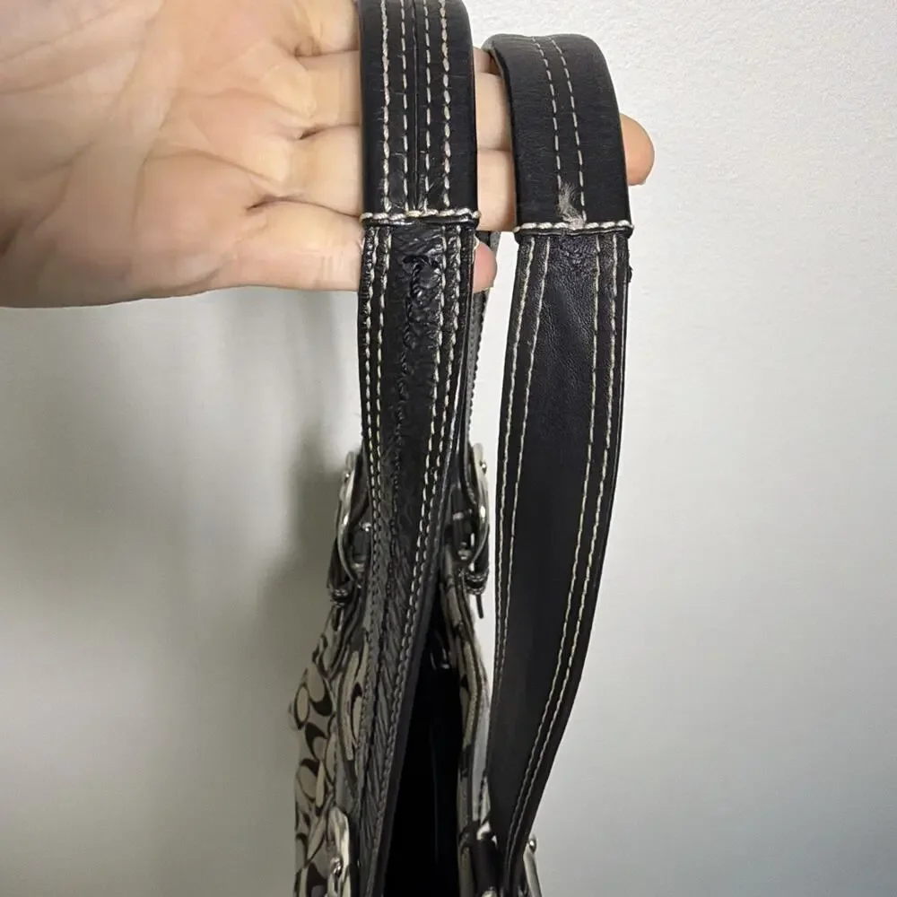 Vintage Y2K Coach Soho Pleated Signature Jacquard Shoulder Bag F15047 READ Black
